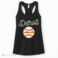 Distressed Tiger Mascot Gift Detroit Baseball Skyline Gift Women's Tank Top thumb 0