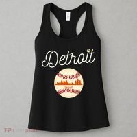 Distressed Tiger Mascot Gift Detroit Baseball Skyline Gift Women's Tank Top thumb 3