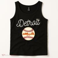 Distressed Tiger Mascot Gift Detroit Baseball Skyline Gift Tank Top thumb 2