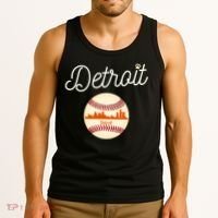 Distressed Tiger Mascot Gift Detroit Baseball Skyline Gift Tank Top thumb 3