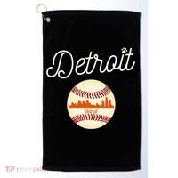 Distressed Tiger Mascot Gift Detroit Baseball Skyline Gift Golf Towel thumb 0