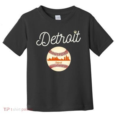 Distressed Tiger Mascot Gift Detroit Baseball Skyline Gift Toddler T-Shirt