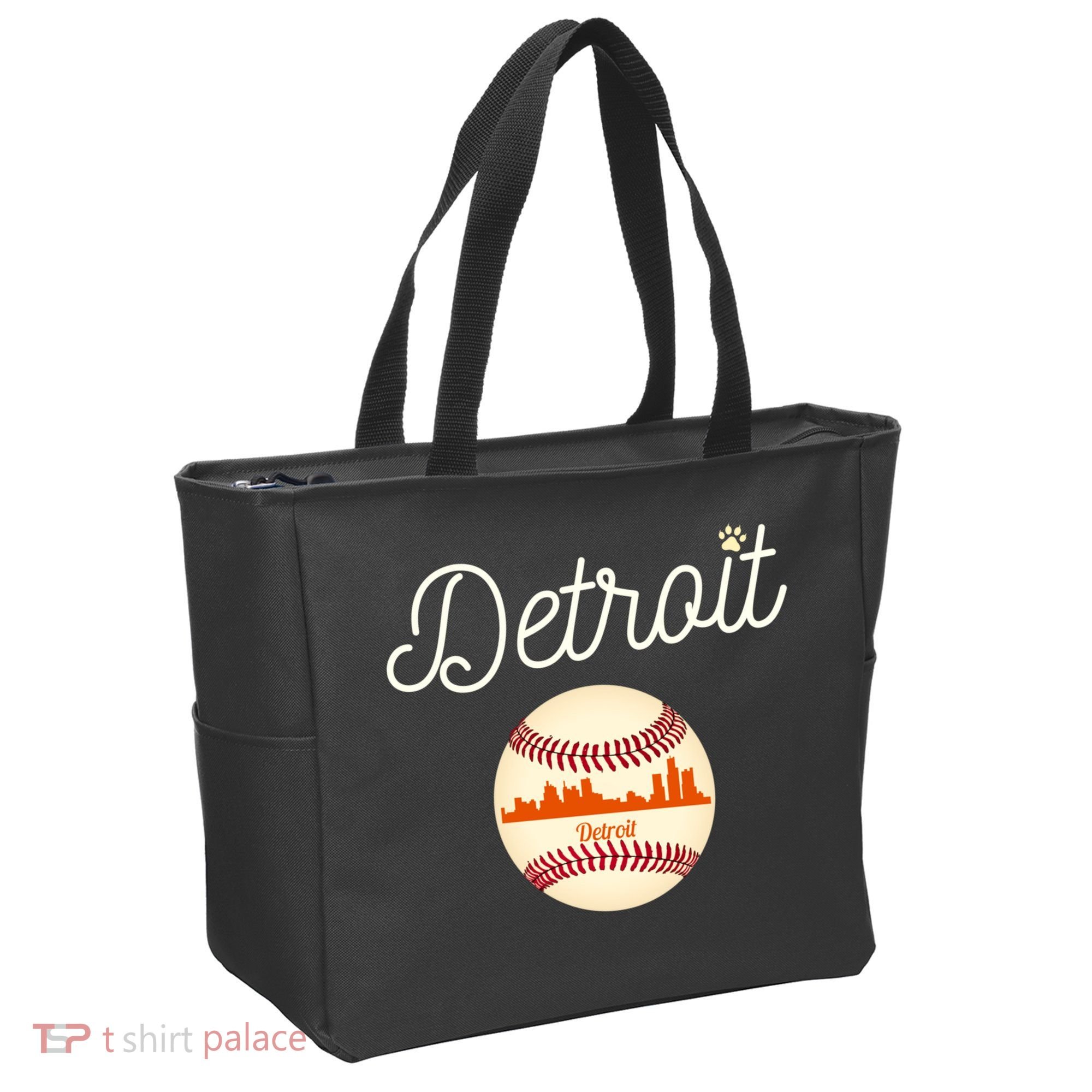Distressed Tiger Mascot Gift Detroit Baseball Skyline Gift Tote Bag