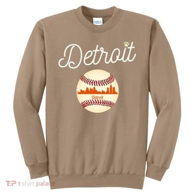 Distressed Tiger Mascot Gift Detroit Baseball Skyline Gift Sweatshirt