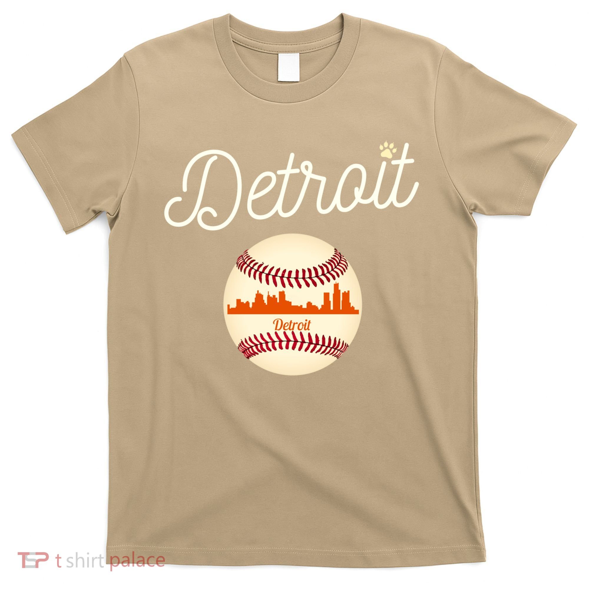 Distressed Tiger Mascot Gift Detroit Baseball Skyline Gift T-Shirt