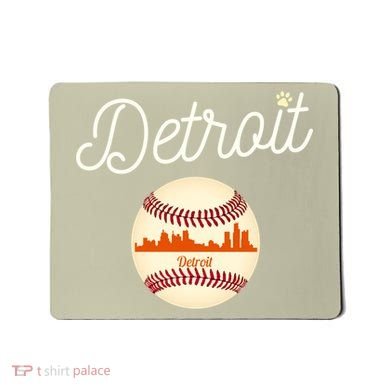 Distressed Tiger Mascot Gift Detroit Baseball Skyline Gift Mousepad