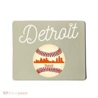 Distressed Tiger Mascot Gift Detroit Baseball Skyline Gift Mousepad thumb 0