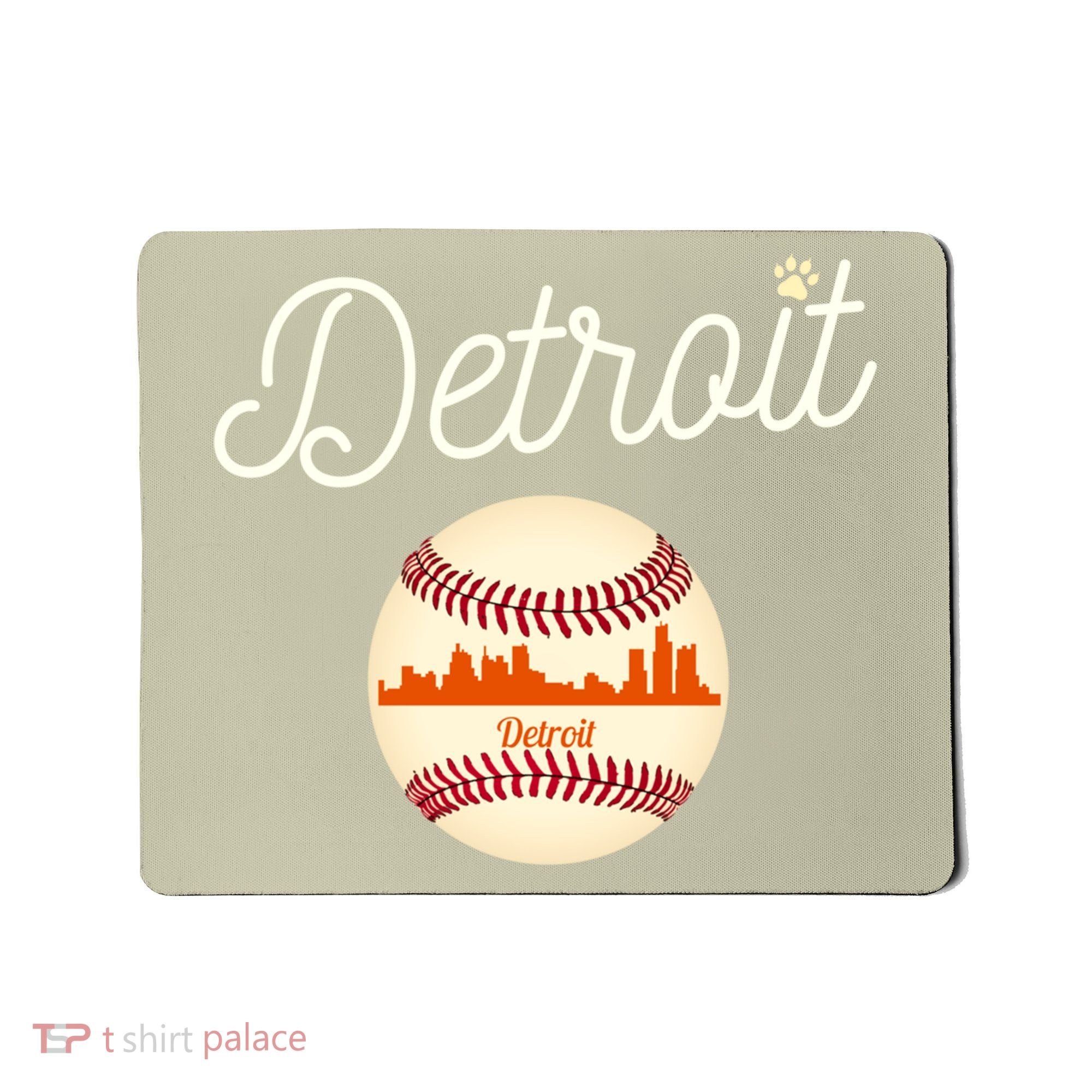 Distressed Tiger Mascot Gift Detroit Baseball Skyline Gift Mousepad