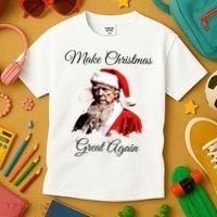 Donald Trump Make Christmas Great Again Christmas | Festive Holiday Kids T-Shirt thumb 3