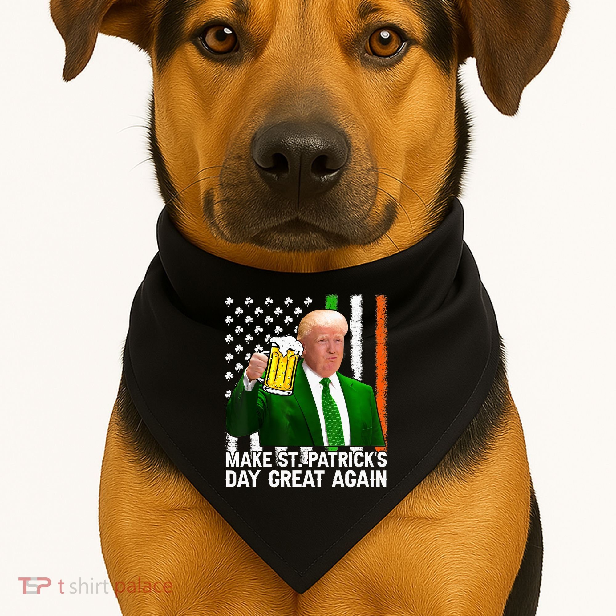 Donald Trump Make St Patricks Day Great Again USA-Made Doggie Bandana