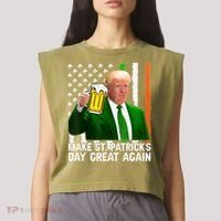 Donald Trump Make St Patricks Day Great Again Garment-Dyed Women's Muscle Tee thumb 2
