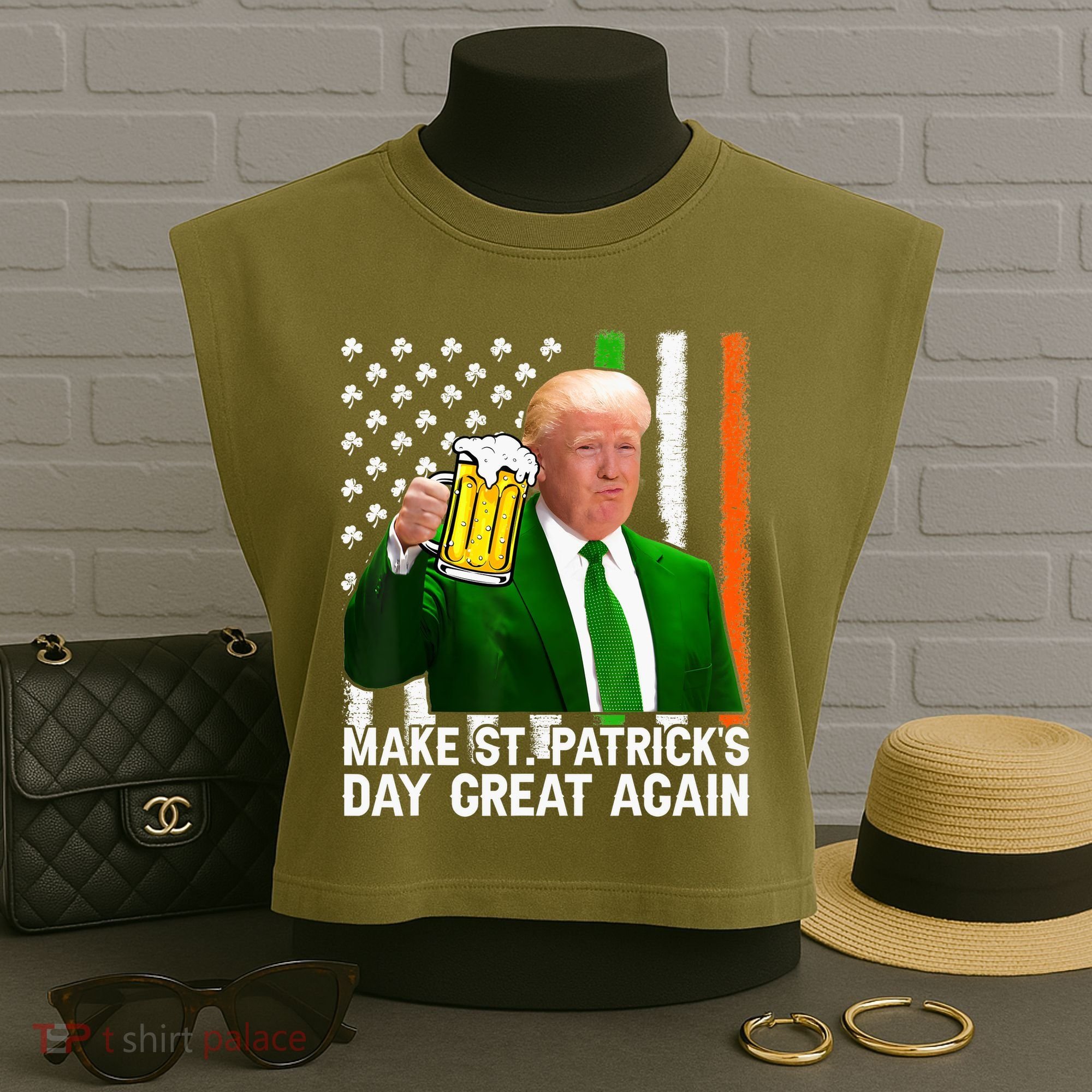 Donald Trump Make St Patricks Day Great Again Garment-Dyed Women's Muscle Tee