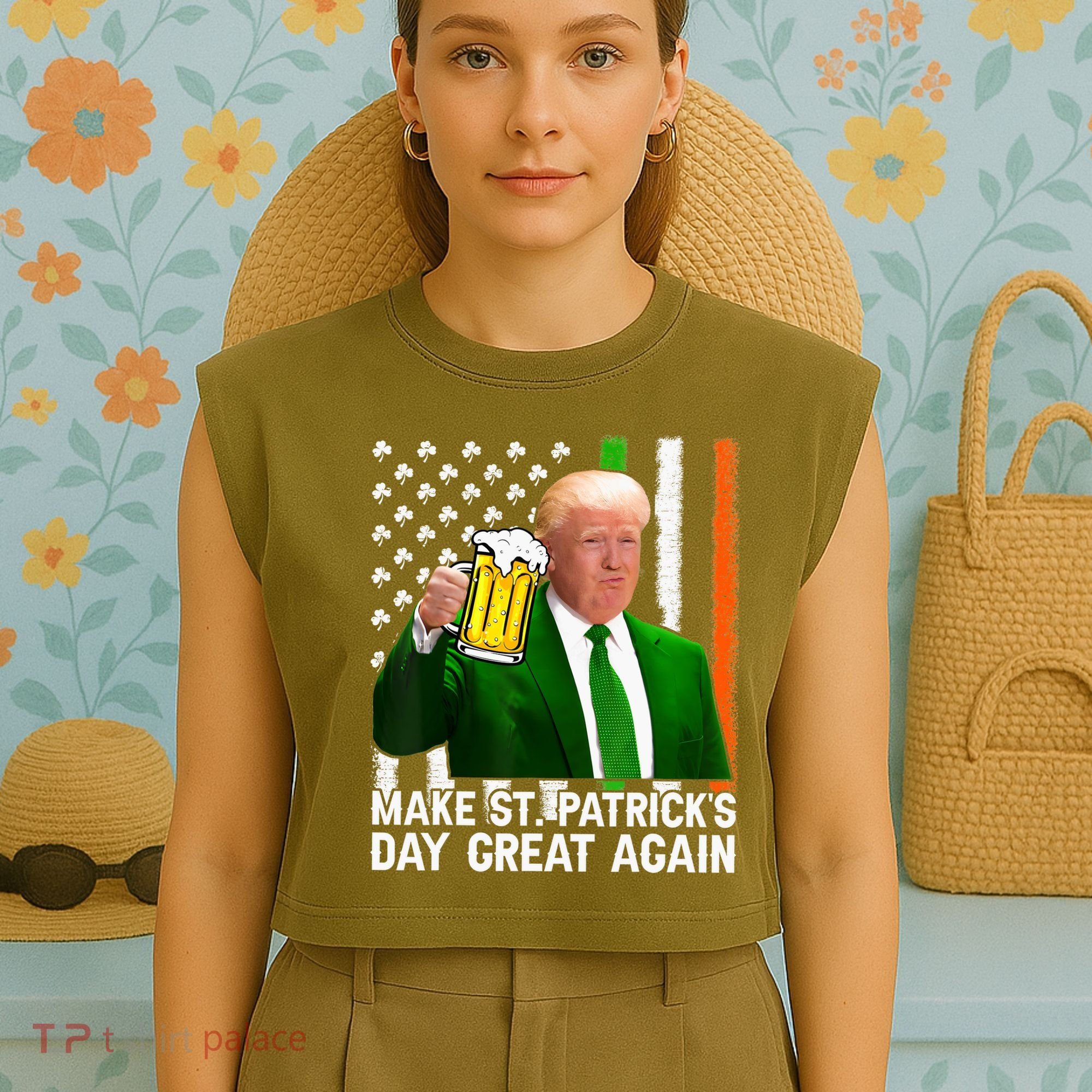 Donald Trump Make St Patricks Day Great Again Garment-Dyed Women's Muscle Tee
