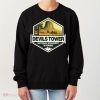 Devils Tower National Monument Wyoming Travel Art Badge Women's Sweatshirt thumb 0