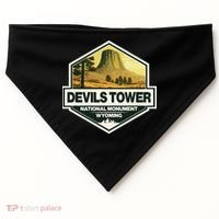 Devils Tower National Monument Wyoming Travel Art Badge USA-Made Doggie Bandana thumb 0