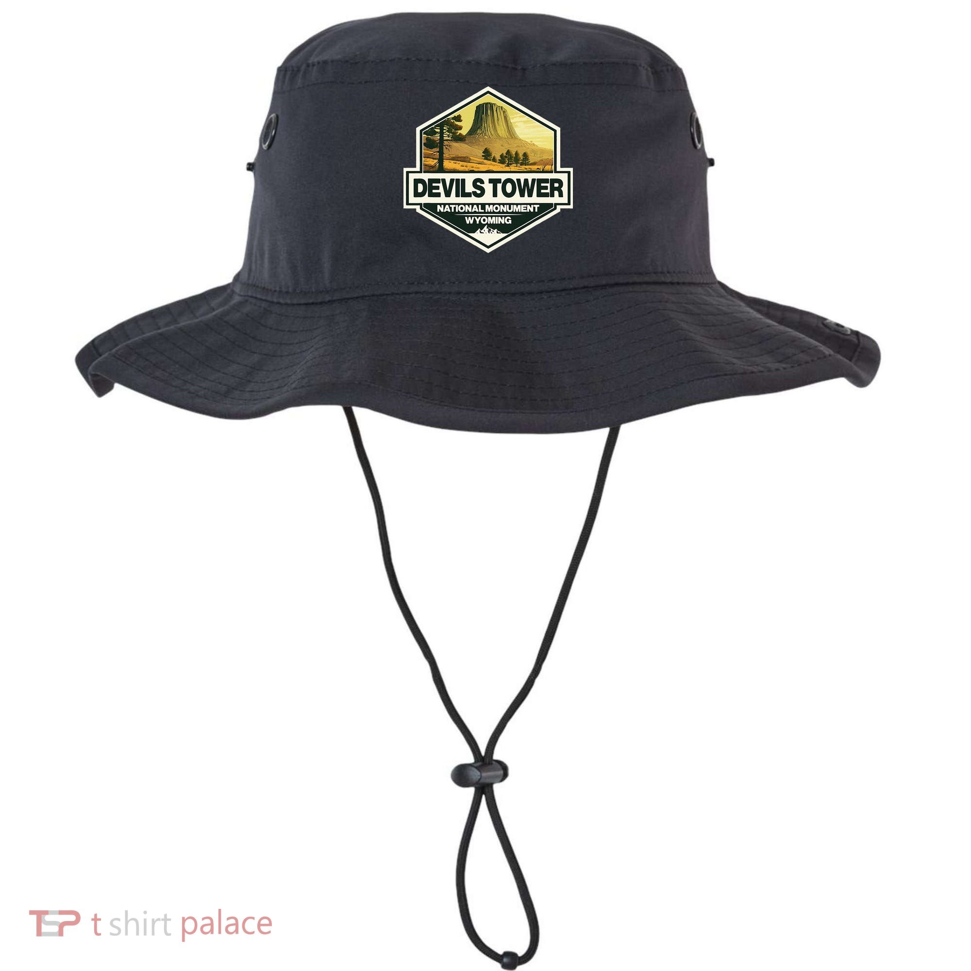Devils Tower National Monument Wyoming Travel Art Badge Bucket Hat