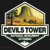 Devils Tower National Monument Wyoming Travel Art Badge Coaster thumb 2