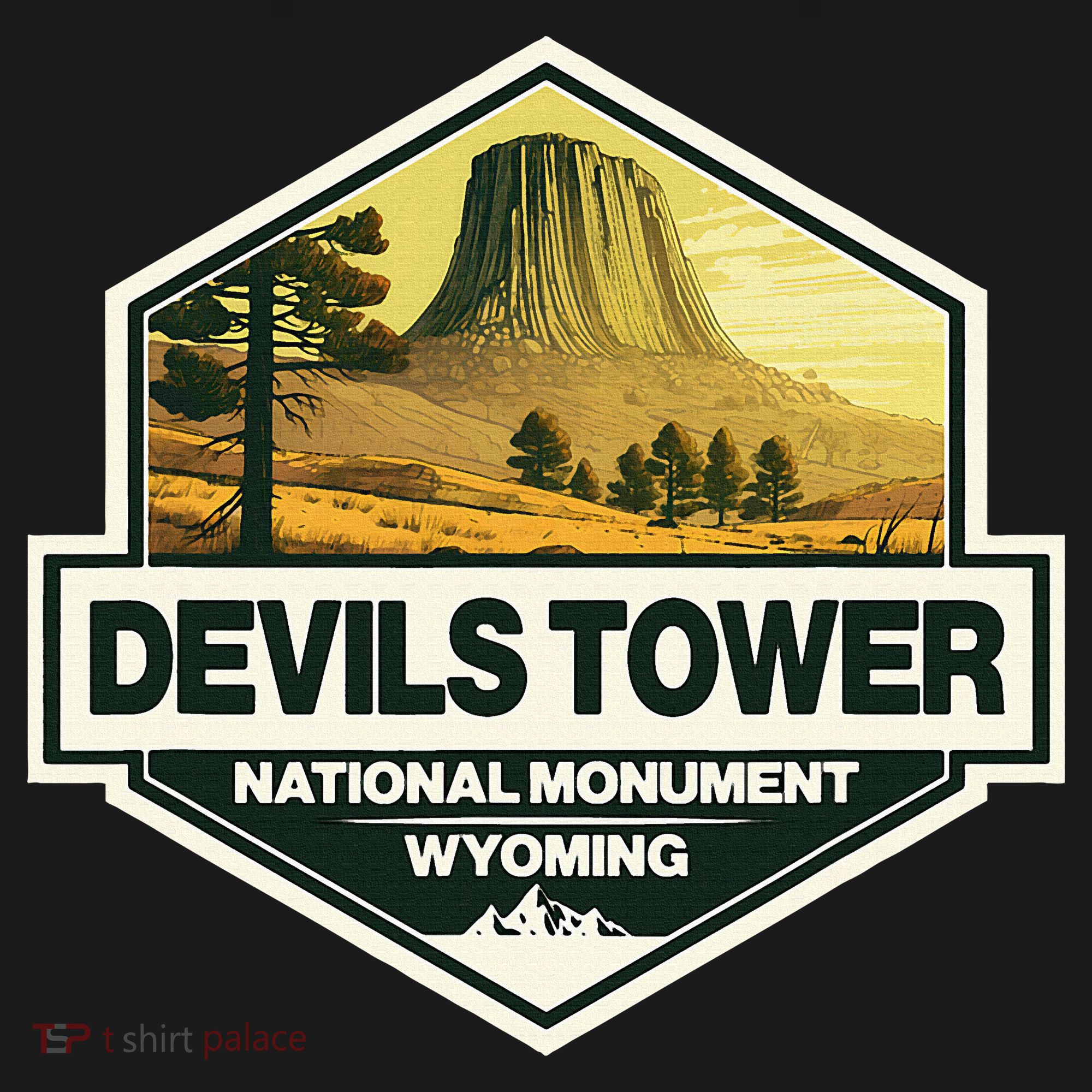 Devils Tower National Monument Wyoming Travel Art Badge Women's Hoodie