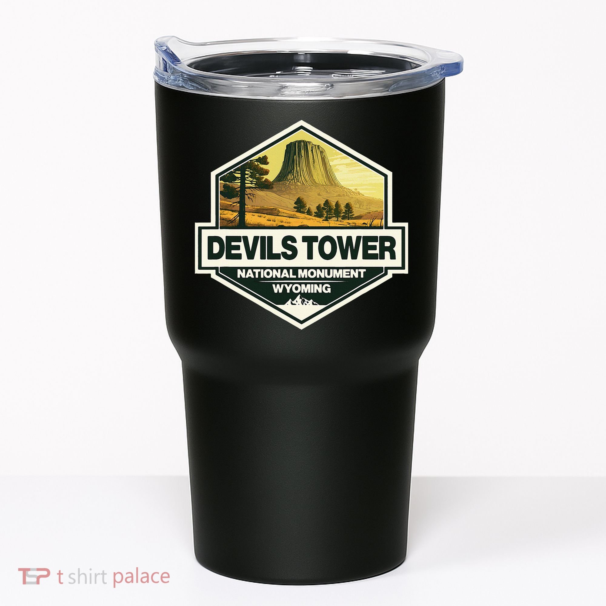 Devils Tower National Monument Wyoming Travel Art Badge Tumbler