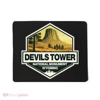 Devils Tower National Monument Wyoming Travel Art Badge Mousepad thumb 0