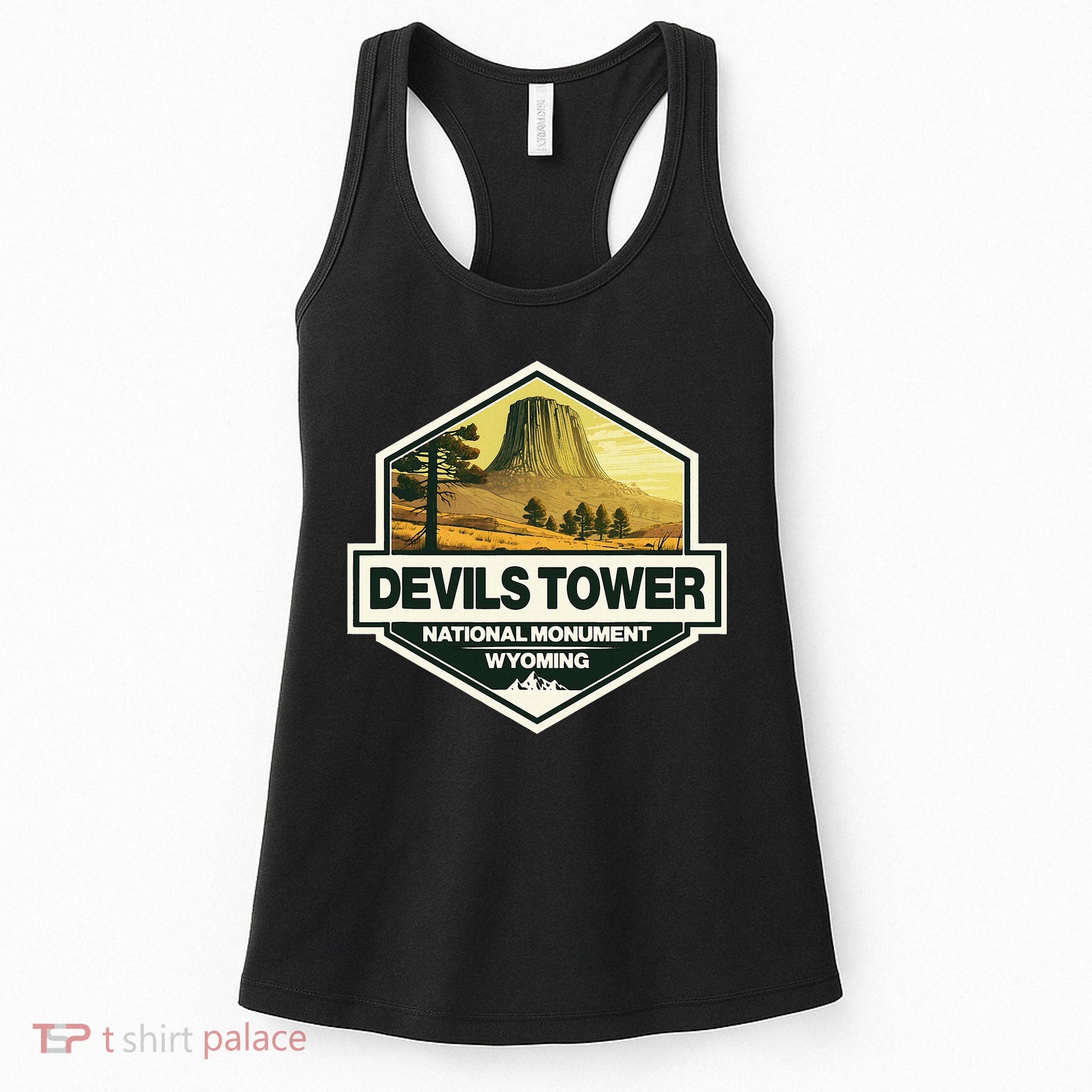 Devils Tower National Monument Wyoming Travel Art Badge Women's Tank Top