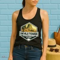 Devils Tower National Monument Wyoming Travel Art Badge Women's Tank Top thumb 2