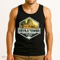 Devils Tower National Monument Wyoming Travel Art Badge Tank Top thumb 3