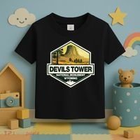 Devils Tower National Monument Wyoming Travel Art Badge Toddler T-Shirt thumb 3