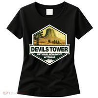 Devils Tower National Monument Wyoming Travel Art Badge Women's T-Shirt thumb 0