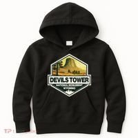 Devils Tower National Monument Wyoming Travel Art Badge Kids Hoodie thumb 0