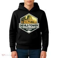 Devils Tower National Monument Wyoming Travel Art Badge Kids Hoodie thumb 4