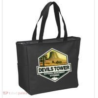 Devils Tower National Monument Wyoming Travel Art Badge Tote Bag thumb 2