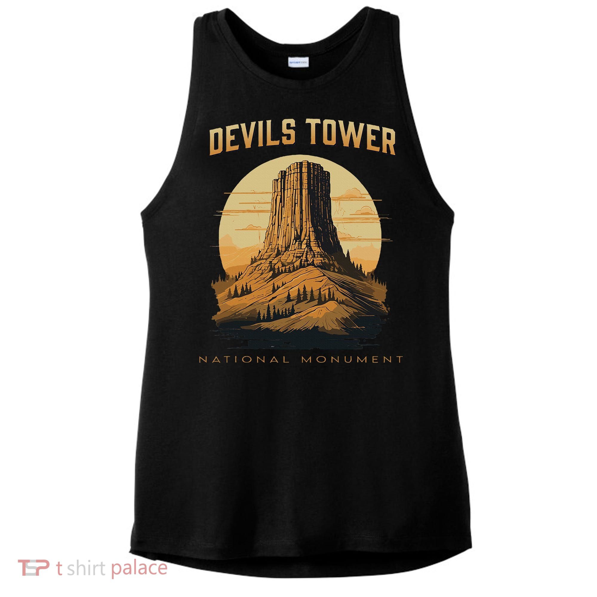 Devils Tower National Monument Wyoming Ladies PosiCharge Tri-Blend Wicking Tank