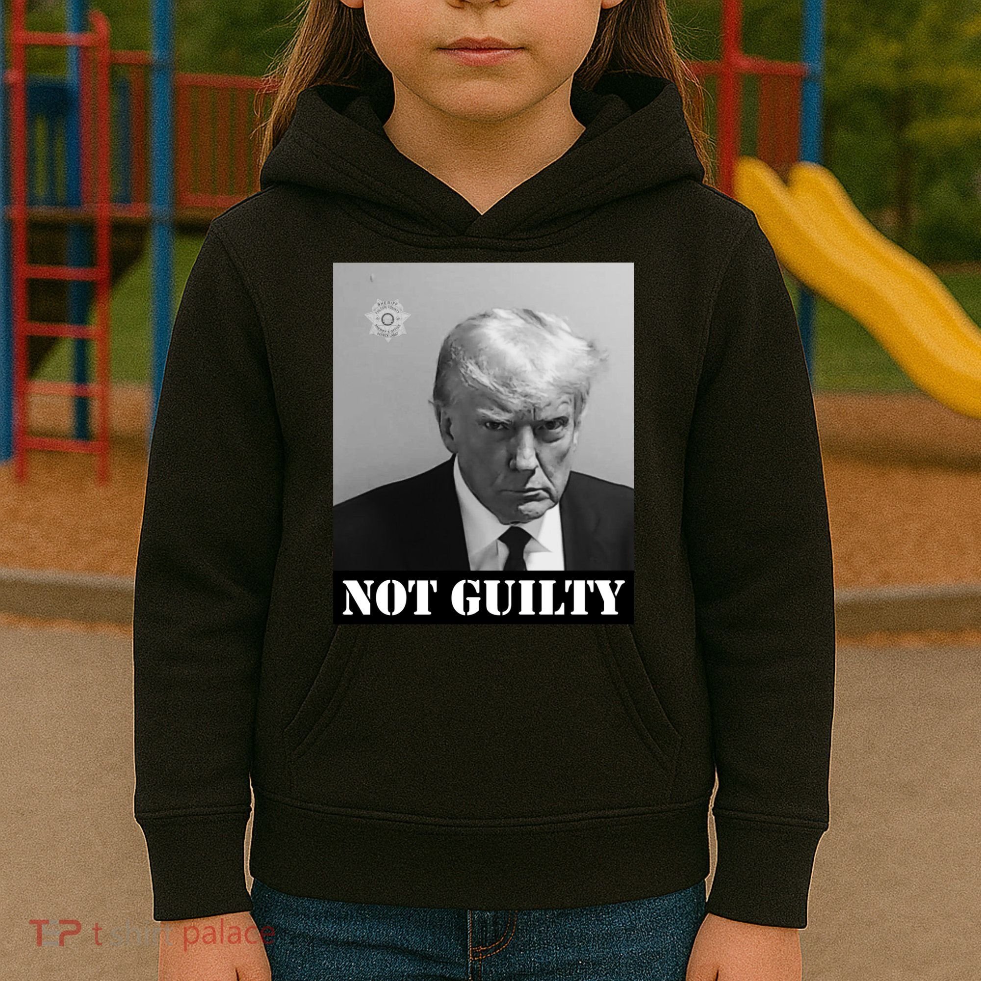 Donald Trump Not Guilty Mugshot Kids Hoodie