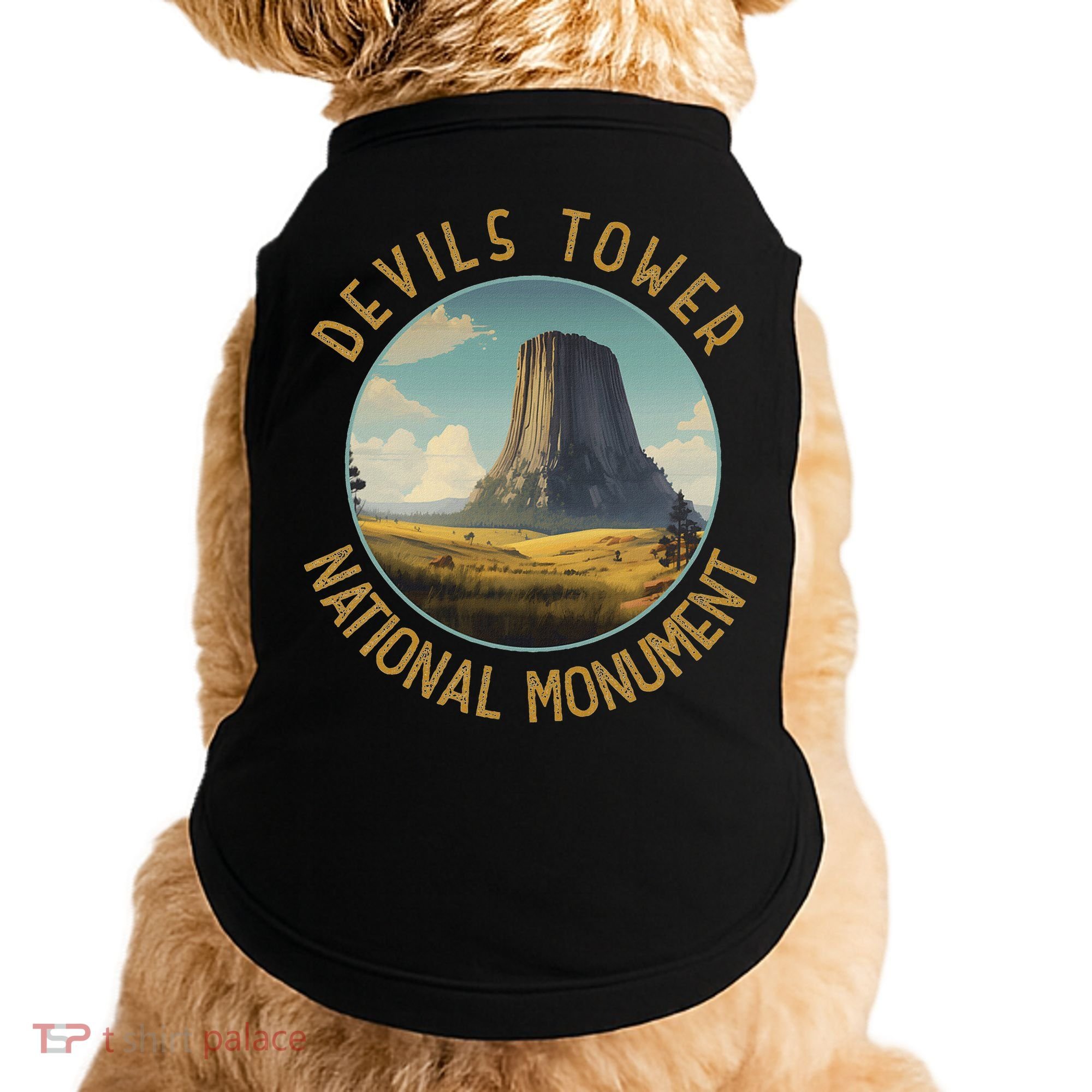 Devils Tower National Monument Distressed Circle Doggie Tank