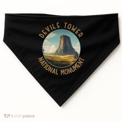 Devils Tower National Monument Distressed Circle USA-Made Doggie Bandana