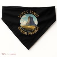 Devils Tower National Monument Distressed Circle USA-Made Doggie Bandana thumb 0
