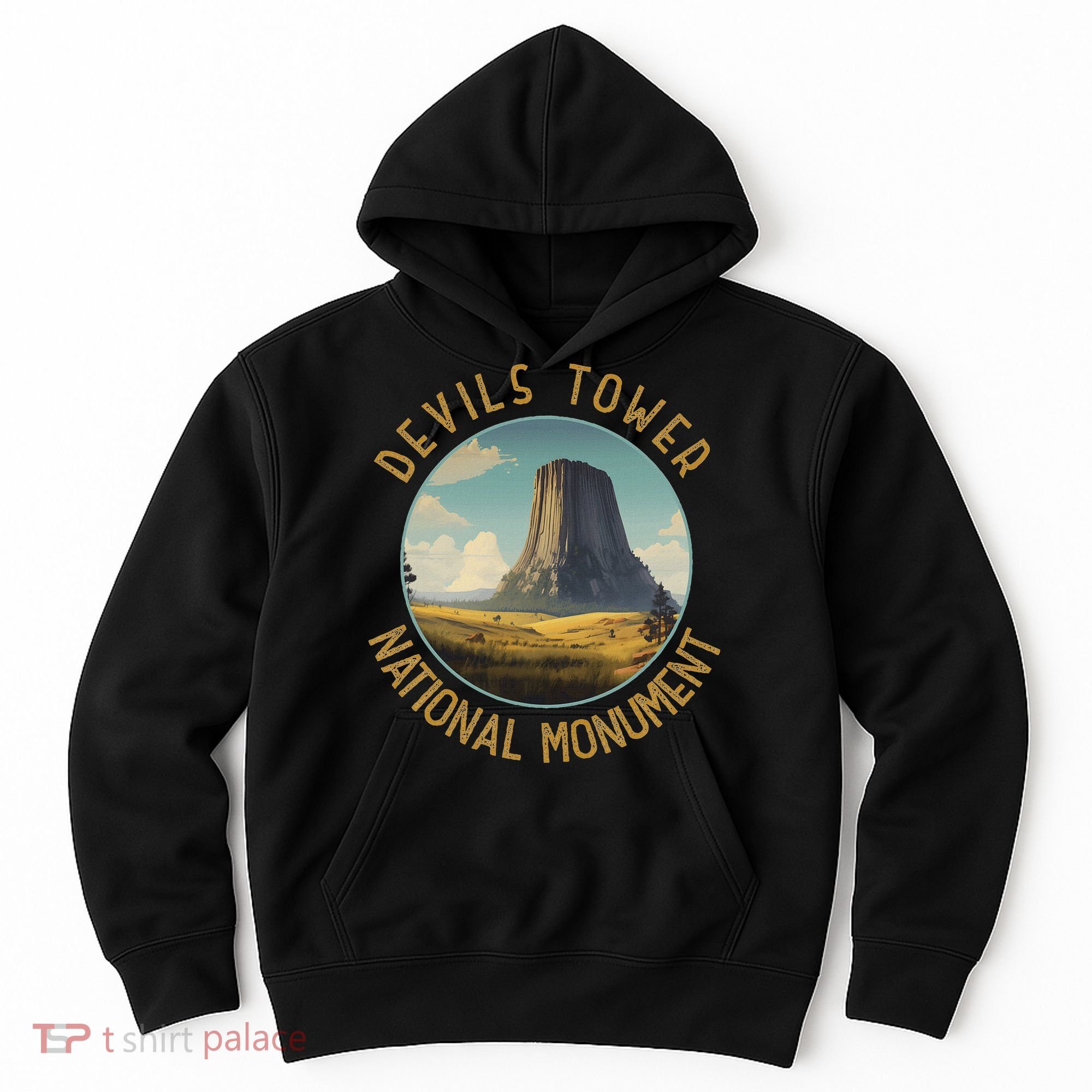 Devils Tower National Monument Distressed Circle Hoodie