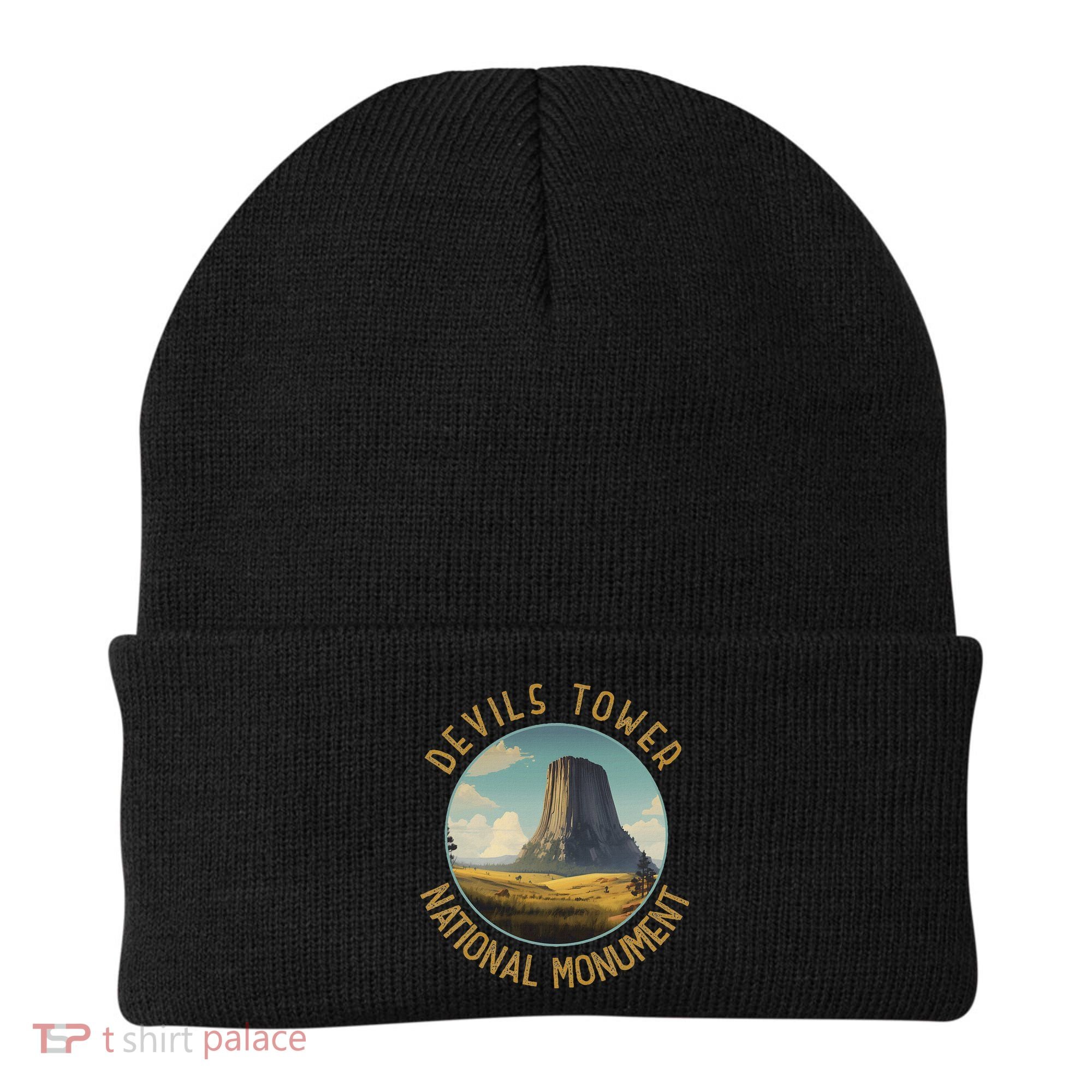 Devils Tower National Monument Distressed Circle Beanie