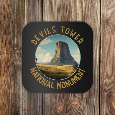 Devils Tower National Monument Distressed Circle Coaster