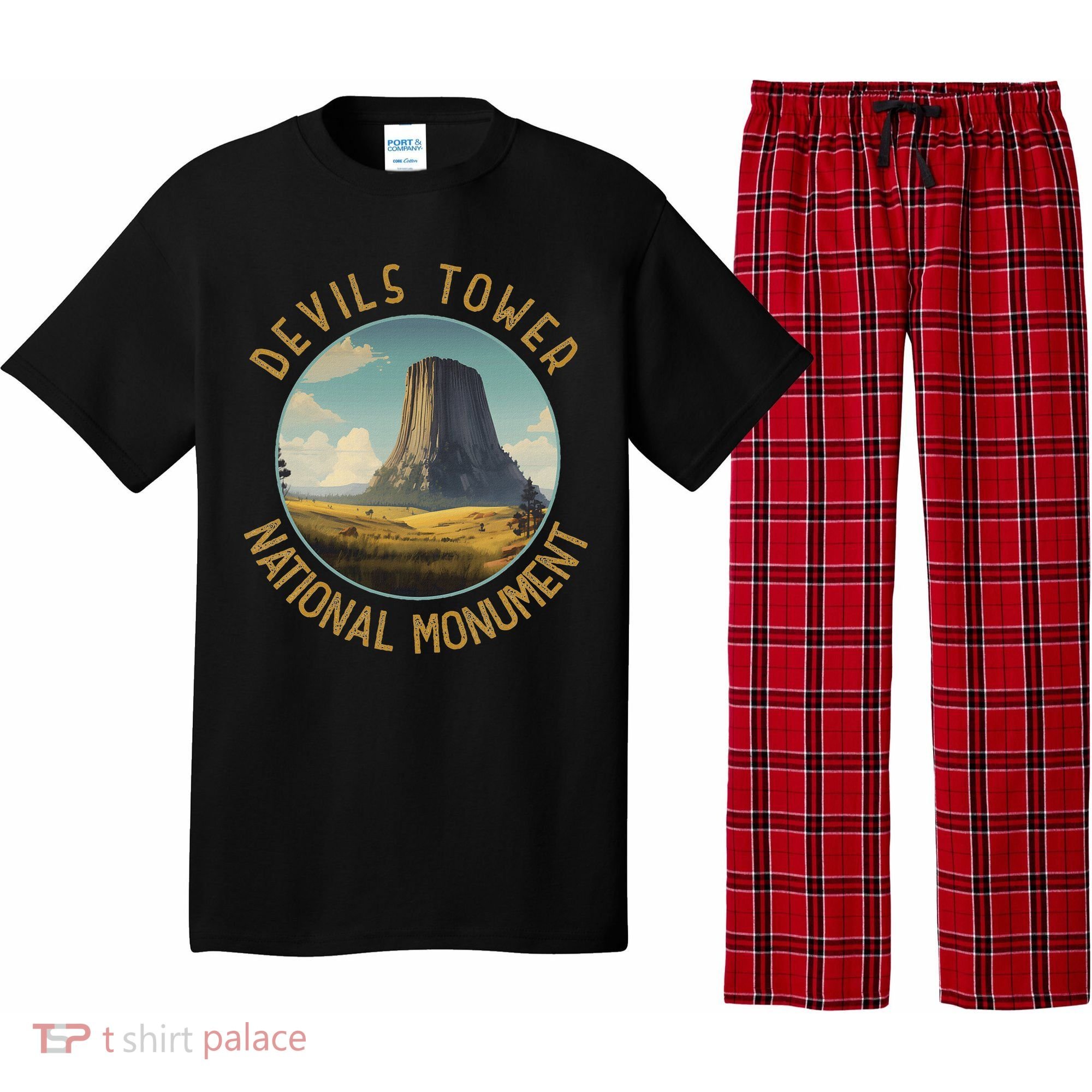 Devils Tower National Monument Distressed Circle Pajama Set