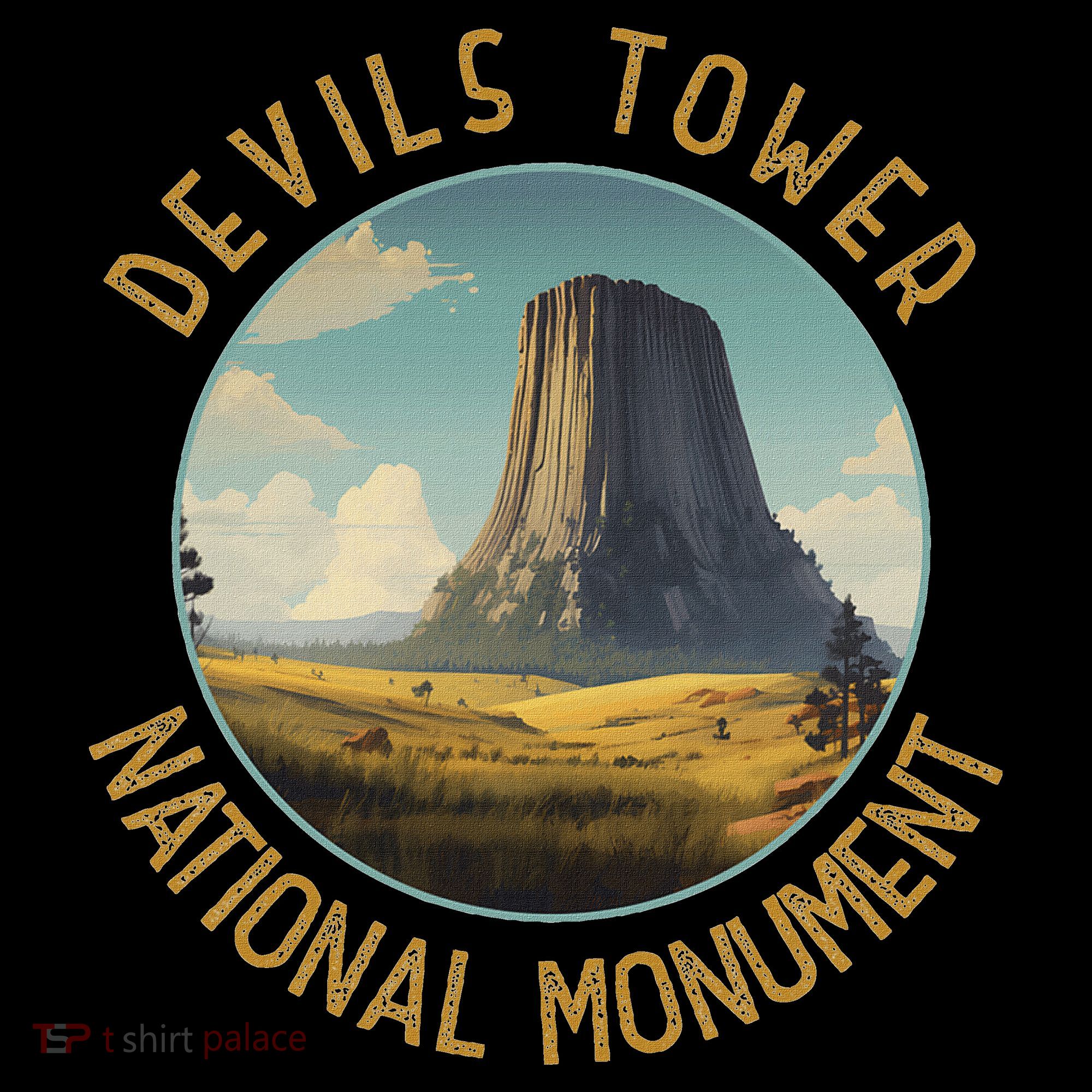 Devils Tower National Monument Distressed Circle Magnet