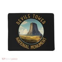 Devils Tower National Monument Distressed Circle Mousepad thumb 0