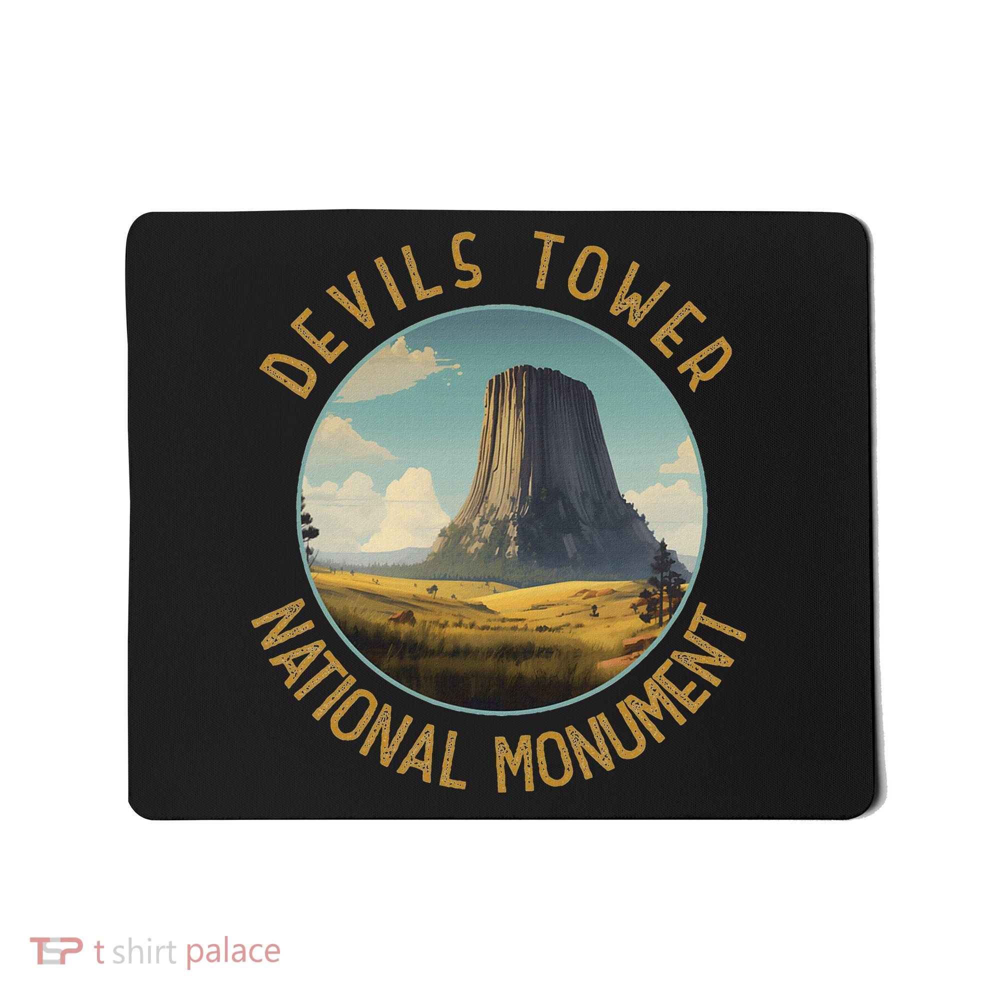 Devils Tower National Monument Distressed Circle Mousepad
