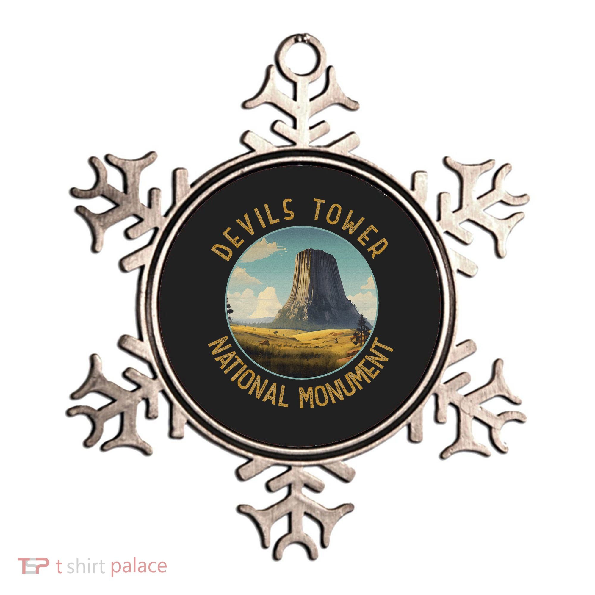 Devils Tower National Monument Distressed Circle Ornament