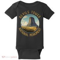Devils Tower National Monument Distressed Circle Baby Bodysuit thumb 0
