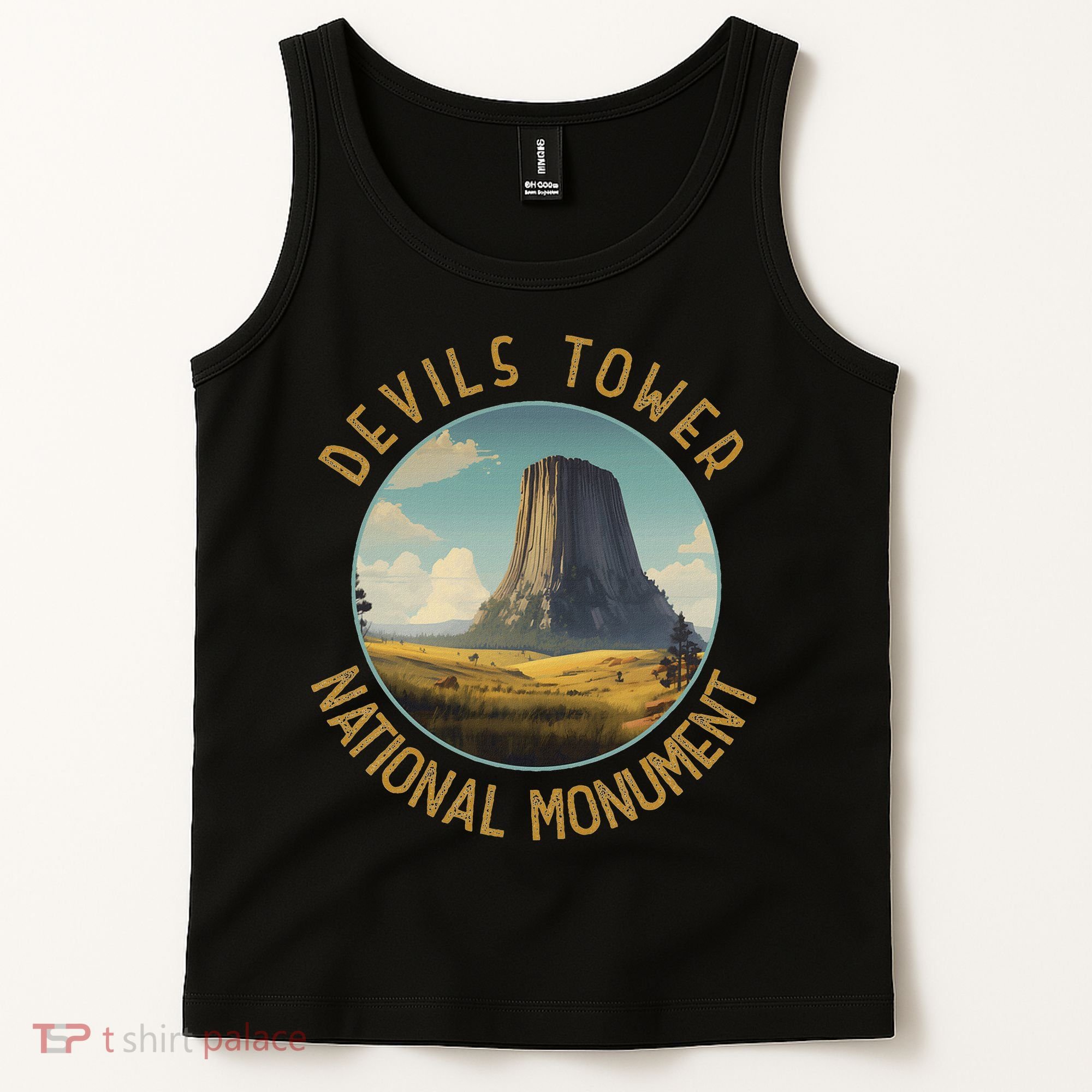 Devils Tower National Monument Distressed Circle Tank Top