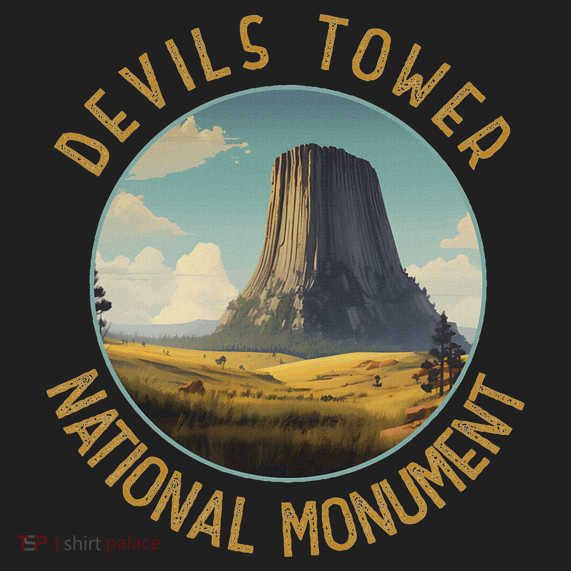 Devils Tower National Monument Distressed Circle Golf Towel