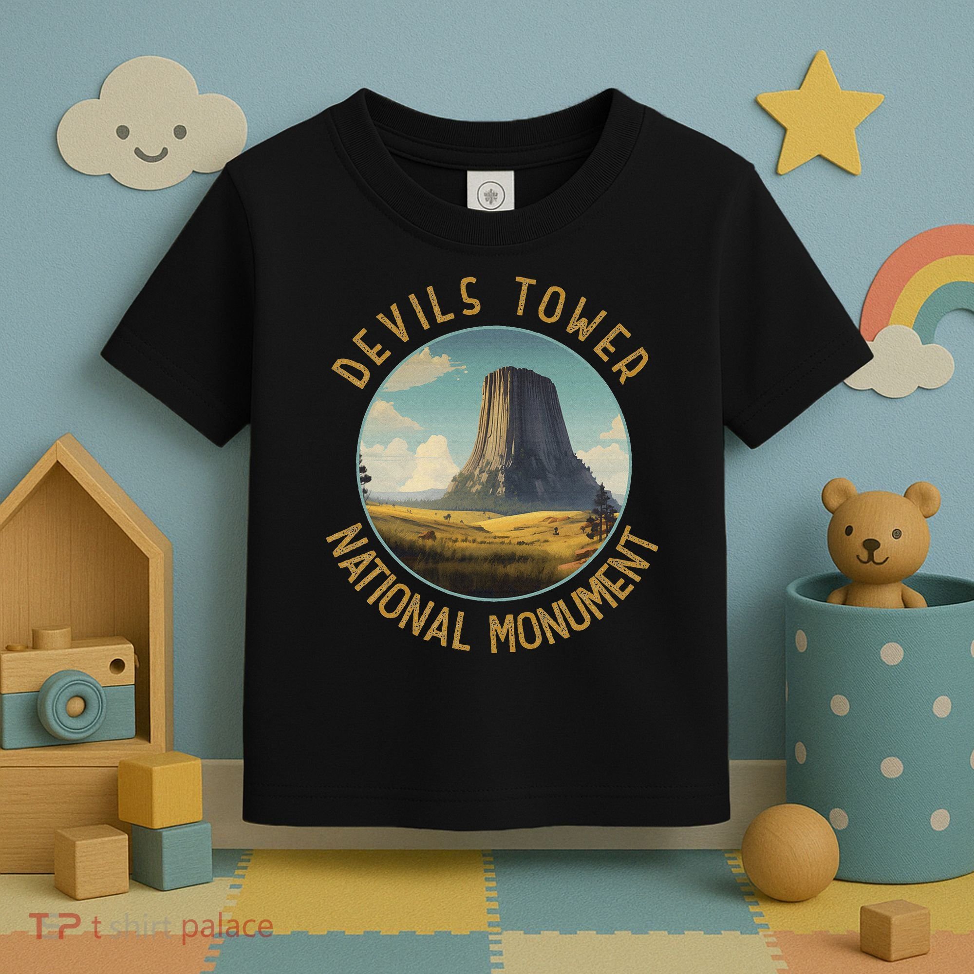 Devils Tower National Monument Distressed Circle Toddler T-Shirt