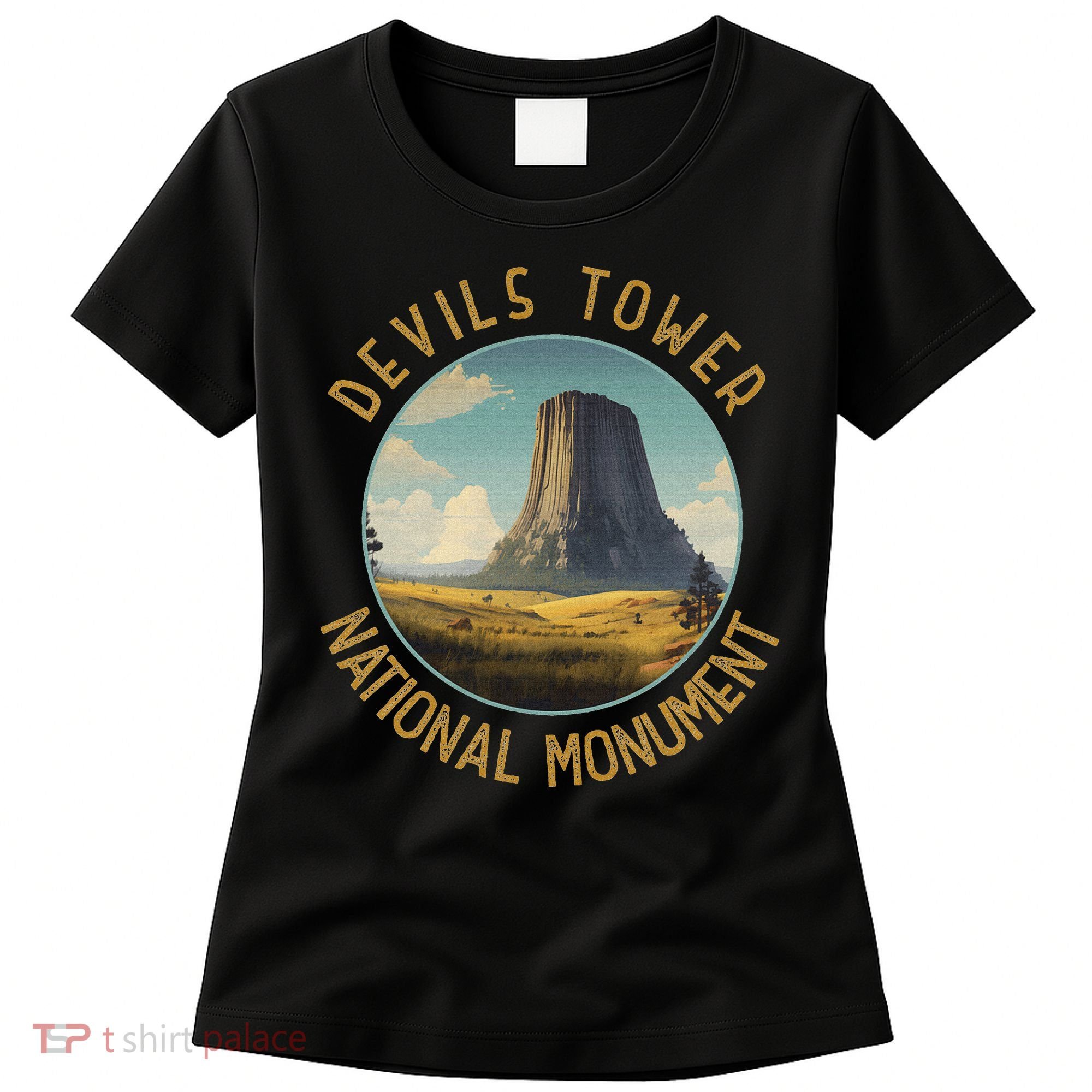 Devils Tower National Monument Distressed Circle Women's T-Shirt